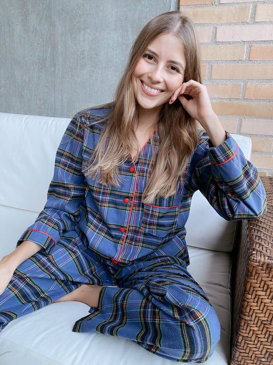 Pijama Leñadora azul Manga larga - Pantalón